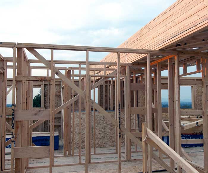 Construction framing contractor working on residential home in South Florida